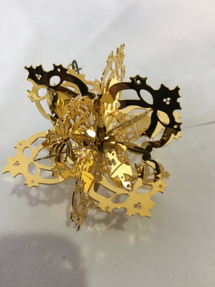 Gold Metal Snowflake Ornament Holiday Item