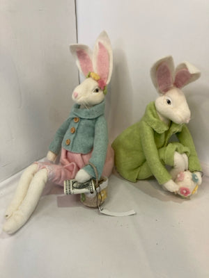 Easter Pink/Green Felt Bunnies Stuffed Animal