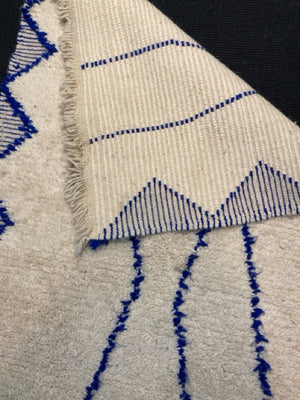 Runner Fringe White/Blue Rug