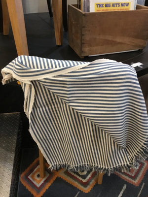 Blue/White Cotton Stripe Throw