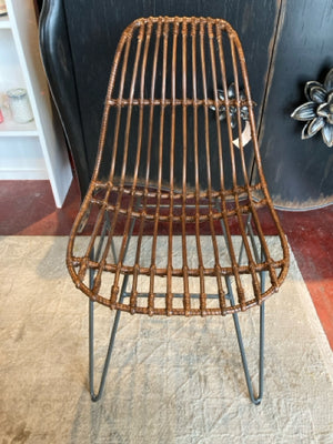 Vintage Mid-Century Wicker/Iron Brown Chair