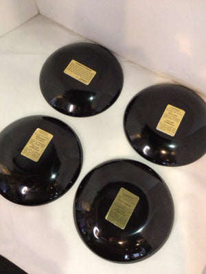 Couroc Set of 4 Black/Gold Plastic Birds Bowl Set