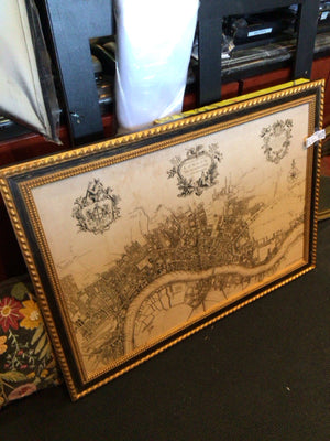 Map Gold/Black London Framed Art
