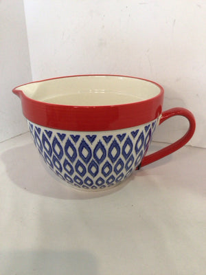 Mixing Red/White/Blue Ceramic Bowl
