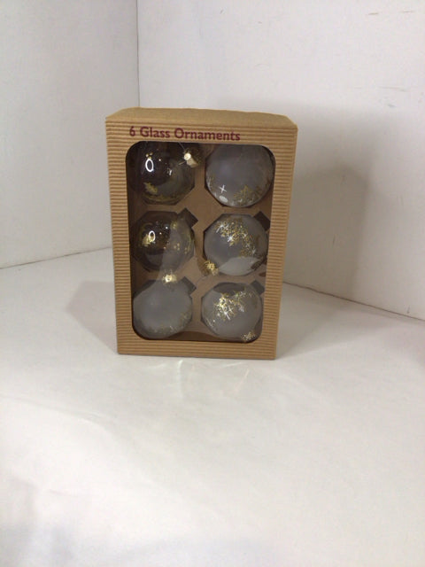 Set of 6 Frosted Glass Ornaments Holiday Item