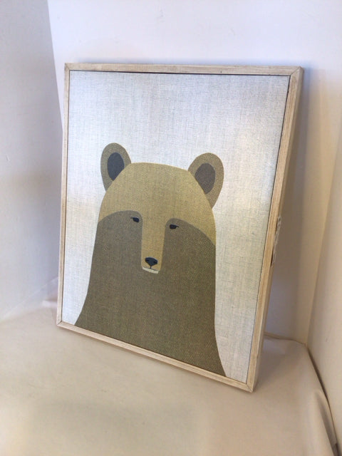 Gray/Brown Canvas Bear Framed Art