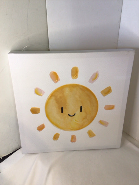 Yellow/White Canvas Sun Stretch Canvas Art