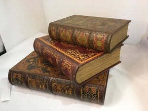 PIER 1 Lined Press Wood Book Set of 3 Maroon Box