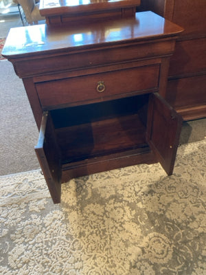 Wood 2 Drawers 2 Door Brown Nightstand