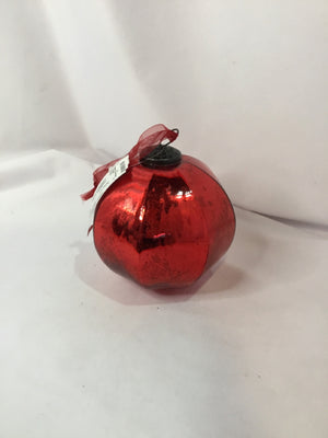 Ornament Red Glass Ribbed Holiday Item