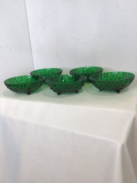 Indiana Glass Set of 5 Green Glass Bowl Set