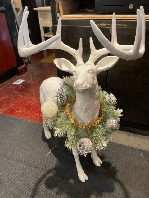 Reindeer White Resin AS IS Holiday Item