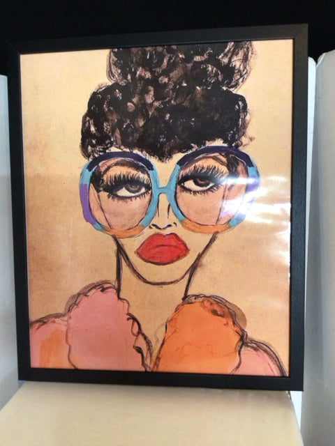 Multi-Color Lady Framed Art