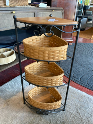 Longaberger Basket Black/Brown Wood/Metal Triangle Shelf