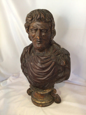 Brown Wood Bust Statue