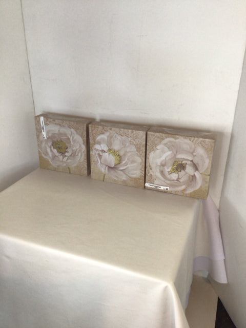Set of 3 Tan/gold Stretch Canvas Art