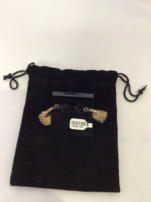 Gray/gold Hoops Earrings