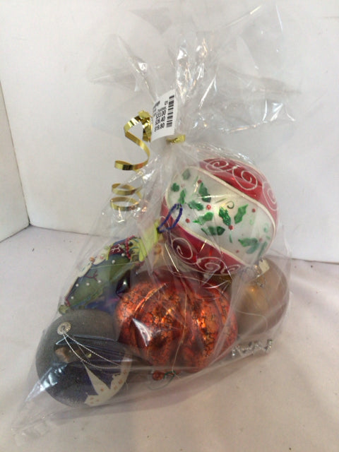 Vintage Christmas Multi-Color Glass Ornaments In Bag Holiday Item