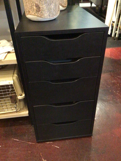 IKEA Black Wood 5 Drawer Cabinet