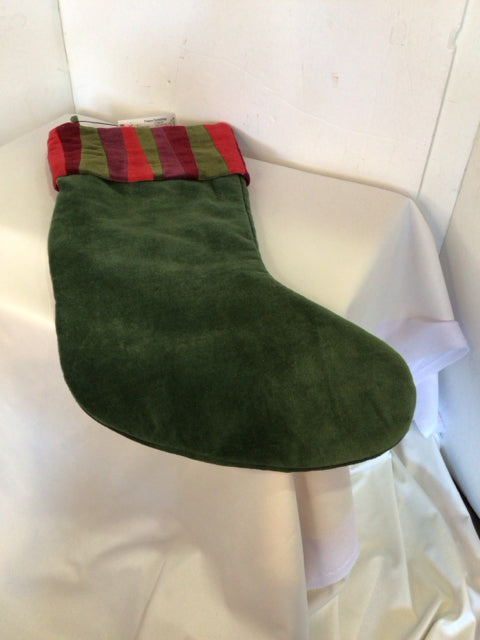Maroon/Green Velour Stocking Holiday Item
