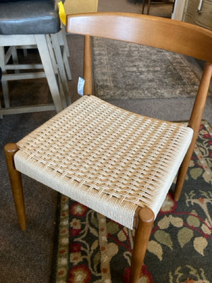 BGYJS96Y Castlery Mid-Century Wood Woven Cream Chair