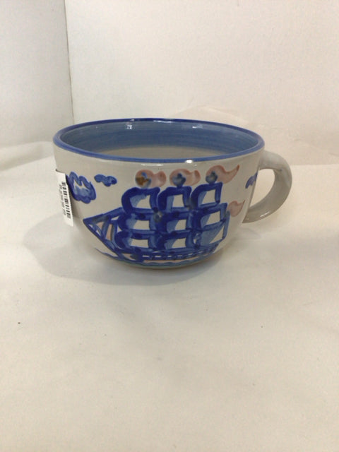 M.A. Hadley Gray/Blue Ceramic Cup