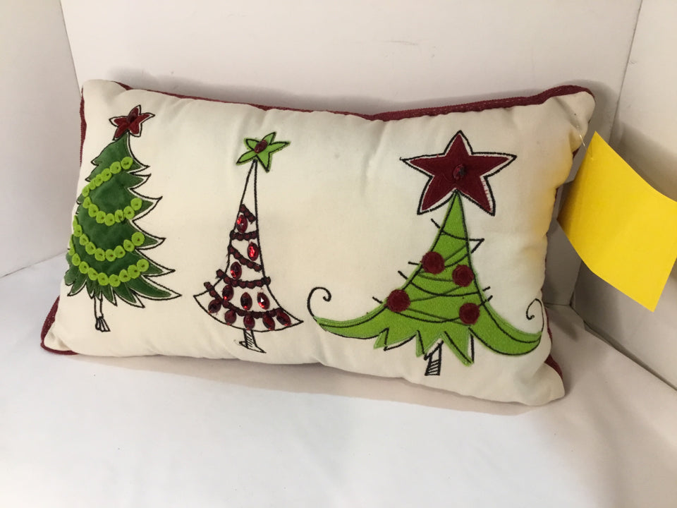 Pillow White/Red Trees Holiday Item