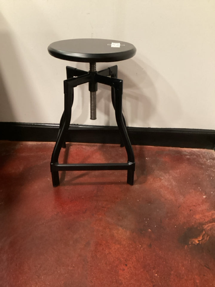 Crate & Barrel Adjustable Metal Backless Black Stool/Foot Stool/Ottoman