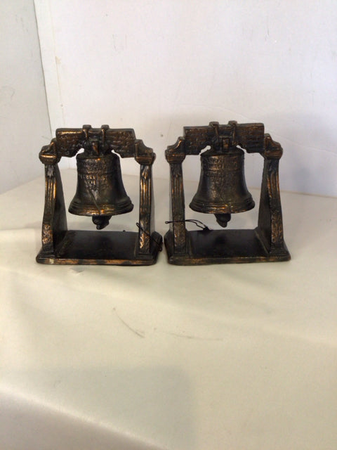 Bronze Metal Liberty Bell Set of 2 Book Ends