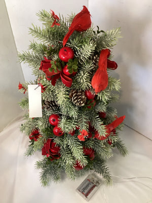 Christmas Green/Red Christmas Tree Pre-Lit Holiday Item