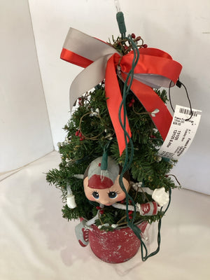 Christmas Green/Red Christmas Tree Frosted Holiday Item