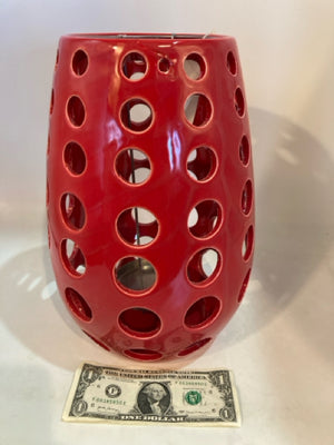 Lantern Red Ceramic Punched Circles Candleholder(s)