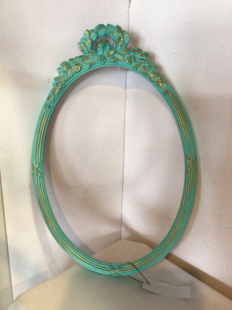 Teal/Gold Plastic Oval Frame