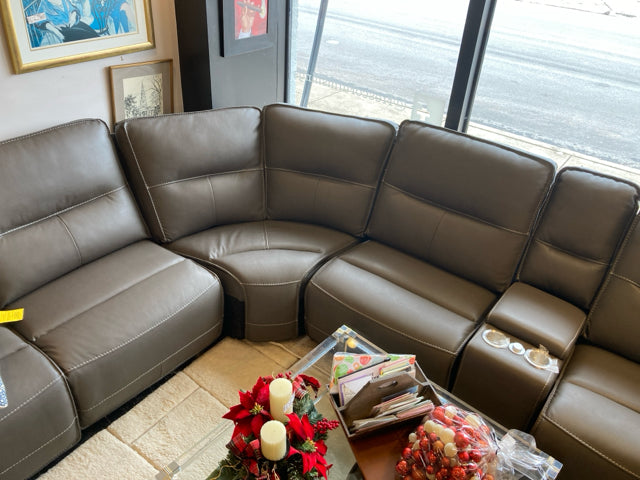 Bison Commerce LLC Electric Leather Electric Gray Sectional Sofa 2P89HSRG