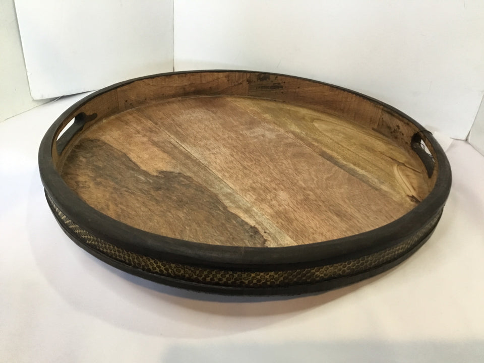 Serving Brown Wood Round Tray