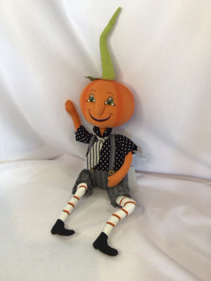 Halloween Orange/Gray Polyester Pumpkin Doll Holiday Item