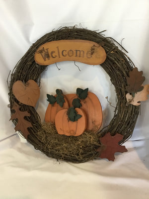 Brown Grapevine Welcome Wreath