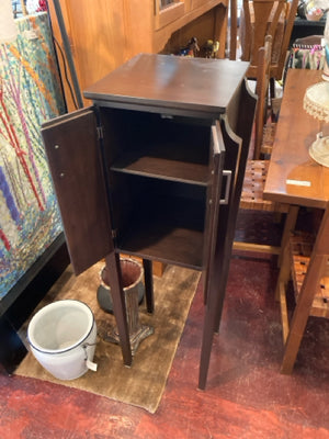Ethan Allen Tall Brown Wood Jewelry 2 Door Cabinet
