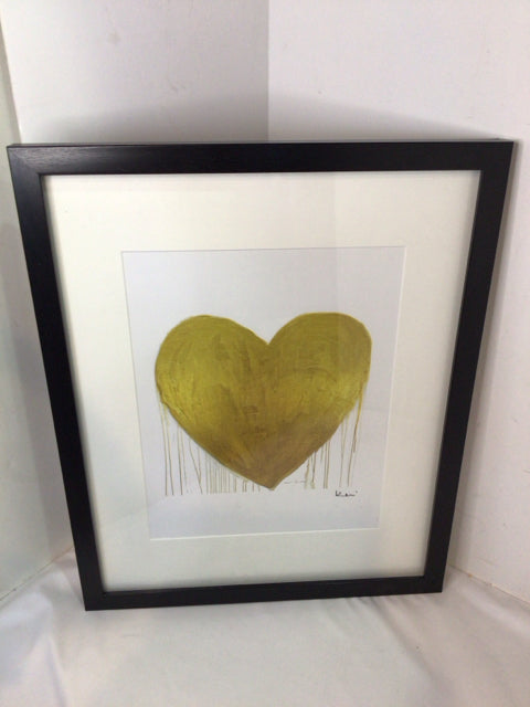 Still Life Gold/Black Heart Framed Art