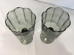 Set of 2 Green Glass Stemmed Glasses