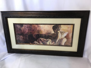 Cream/Brown Woman Framed Art