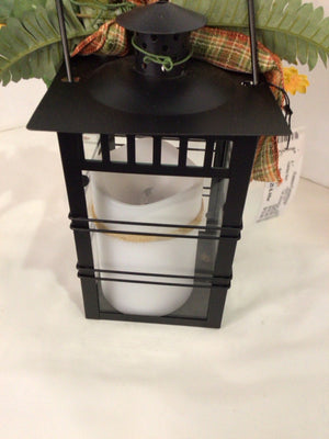 Fall Black/Multi Metal Lantern w/Candle Holiday Item