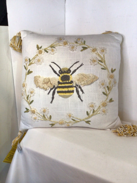 Place & Time Cream Bee Pillow