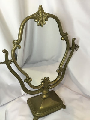 Vintage Gold Metal Table Top Mirror