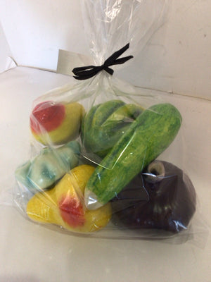 Set of 6 Multi-Color Resin Fruit Vegetables Faux Fruit