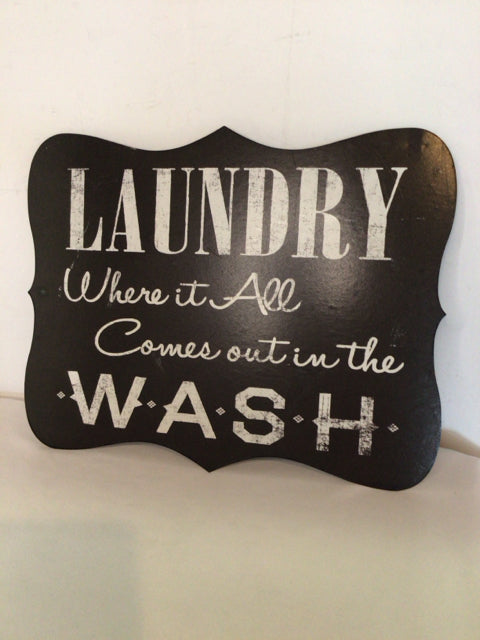 Black/White Metal Laundry Sign