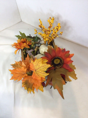 Fall Multi-Color Wood Faux Flowers Holiday Item