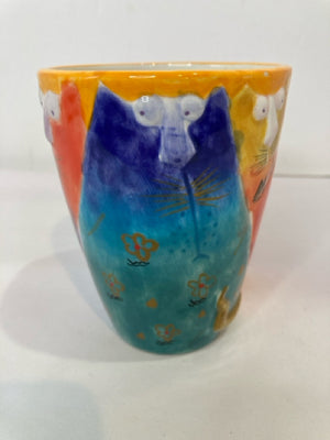 Studio Designworks Whimsical Multi Ceramic Cat Mug