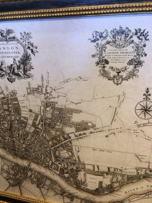 Map Gold/Black London Framed Art