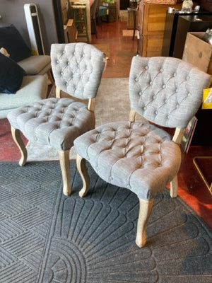 Home Accents Tufted Pair Gray Chair Set